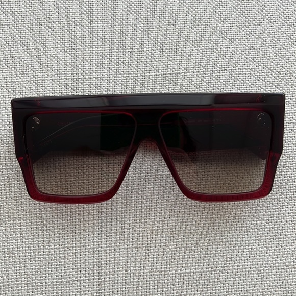 CELINE Burgundy Square Shield Sunglasses - Picture 3 of 16